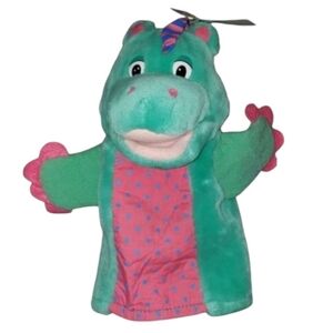 Vintage 1995 KIDS II Dragon Hand Puppet Polka Dot Soft Plush 11"Doll Collectible